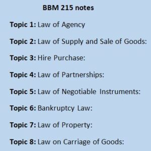 BUSINESS LAW II notes BBM 215 Moi University