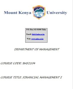 MKU Financial Management 1
