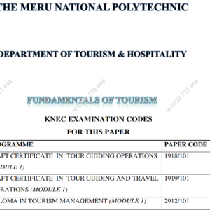 Fundamentals of Tourism KNEC notes pdf