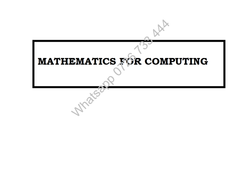  Computational Mathematics Pdf Notes KNEC Pdf Ebooks