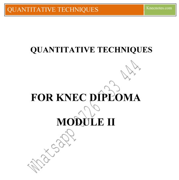 Quantitative Techniques knec notes
