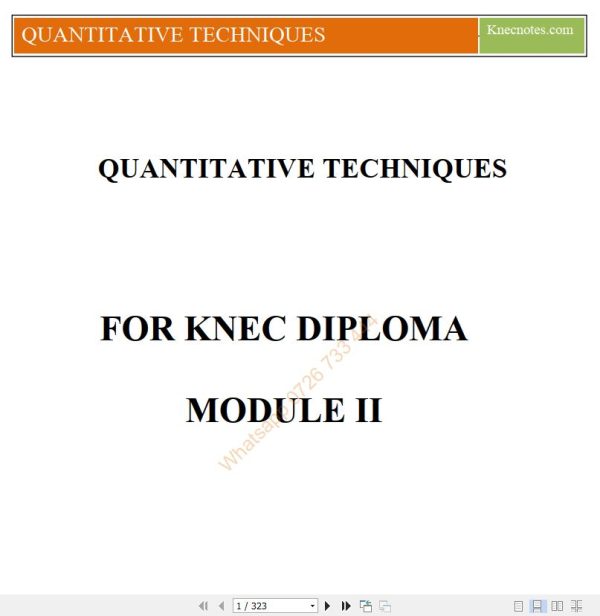 Quantitative Techniques(QT) notes KNEC Diploma