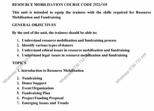 RESOURCE MOBILISATION AND FUNDING KNEC NOTES