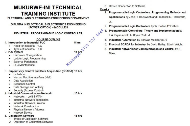 Industrial Programmable Logic Controllers (PLCS) Pdf KNEC notes Pdf