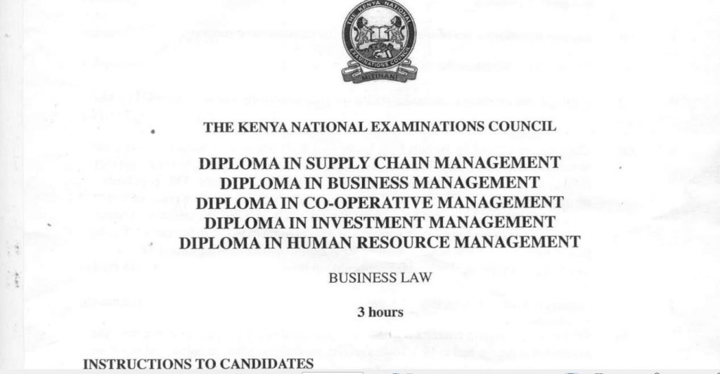 Business Law KNEC Past Papers