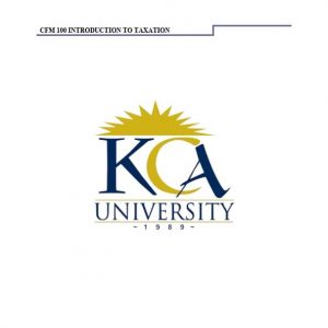 KCA Introduction to Taxation