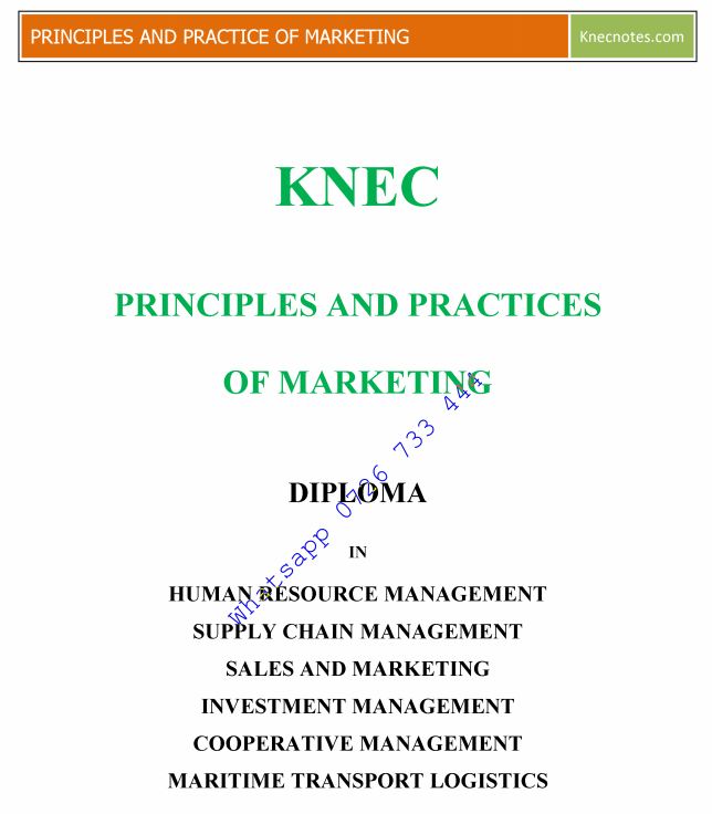 Principles and Practice of Marketing notes KNEC