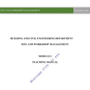 Site and Workshop Management notes