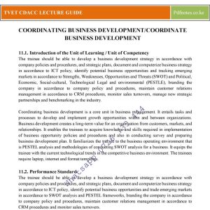 Coordinating Business Development notes