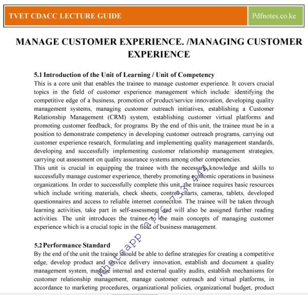 Managing Customer Experience notes