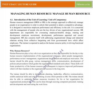 TRAINING AND DEVELOPMENT IN HUMAN RESOURCE MANAGEMENT PDF NOTES visual data 7