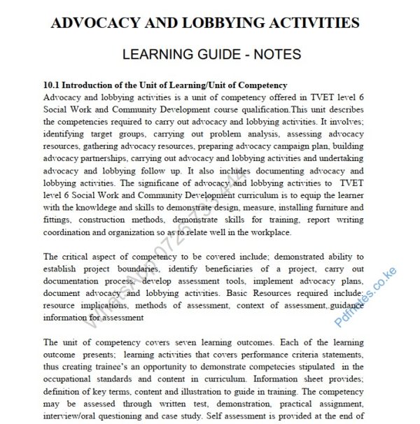 Advocacy and Lobbying Activities