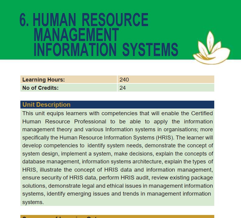Human Resource Management Information Systems CHRP