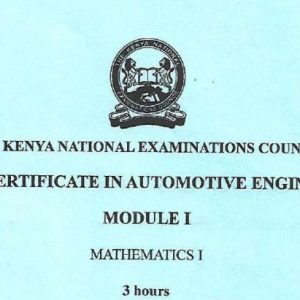 Mathematics I Past Papers Certificate in Automotive engineering