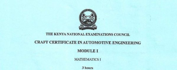 Mathematics I Past Papers Certificate in Automotive engineering