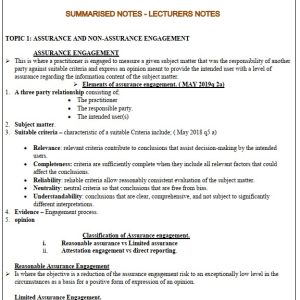 Summarised Auditing and Assurance Pdf notes