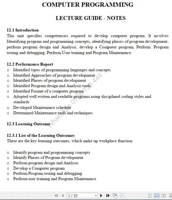 Develop Computer Program notes