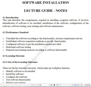 Install computer software Pdf notes TVET CDACC Level 6 CBET - pdf notes