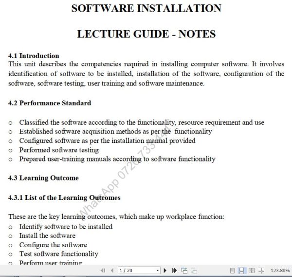 Install computer software Pdf notes