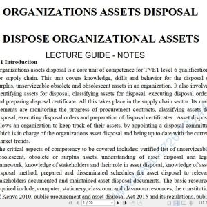 Organizations Assets Disposal Pdf notes Level 6 TVET CDACC