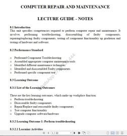 Perform computer repair and Maintenance Pdf notes TVET CDACC Level 6 ...