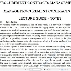 Procurement Contracts Management Pdf notes Level 6