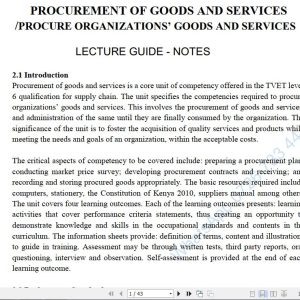 Procurement of Goods and Services notes