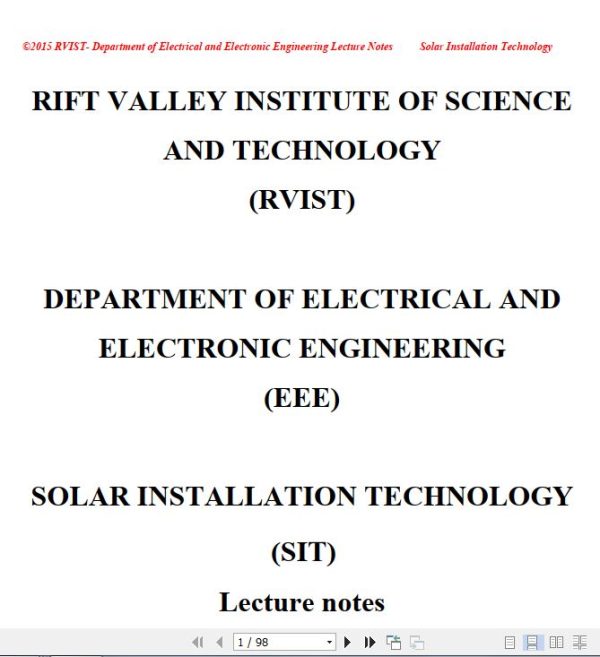 Solar Installation Technology pdf notes KNEC