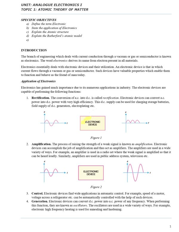 Analogue Electronics I Notes