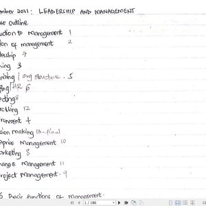 Leadership and management handwritten class notes