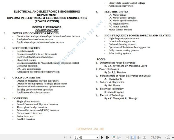 Power Electronics notes for Diploma in electrical and electronics engineering