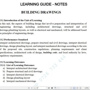 Building Drawings Learning Guide Pdf notes TVET CDACC Level 6 CBET