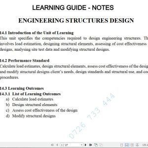 Engineering Structures Design Learning Guide Pdf notes TVET CDACC Level 6 CBET