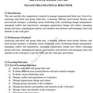 Manage organisation behaviour notes