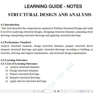 Structural Design and Analysis Lecture Guide Pdf notes TVET CDACC Level 6 CBET (Copy)