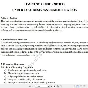 Undertake business communication Lecture guide Pdf notes TVET CDACC Level 6 CBET