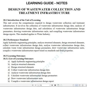 Design of Wastewater Collection and Treatment Infrastructure Learning Guide Pdf notes TVET CDACC Level 6 CBET