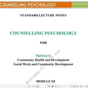 Counseling Psychology Pdf KNEC notes