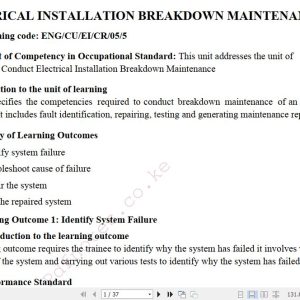   Electrical Installation Breakdown Maintenance Pdf notes TVET CDACC Level 5 CBET (Copy)