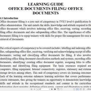 Office Documents Filing/ Office Documents Pdf notes TVET CDACC Level 6 CBET