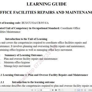 Office Facilities Maintenance Pdf notes TVET CDACC Level 4