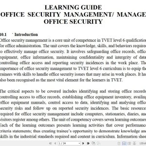 Office Security Management/ Manage Office Security Pdf notes TVET CDACC Level 6 CBET