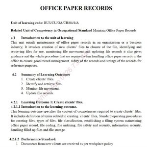 Office Records Pdf notes TVET CDACC Level 4