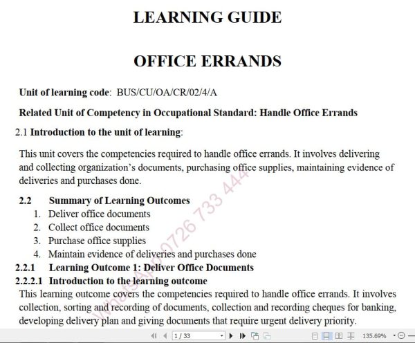 Office Errands Pdf notes TVET CDACC Level 4