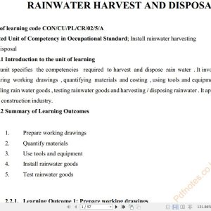 Rainwater Harvest and Disposal Pdf notes Level 5 TVET CDACC
