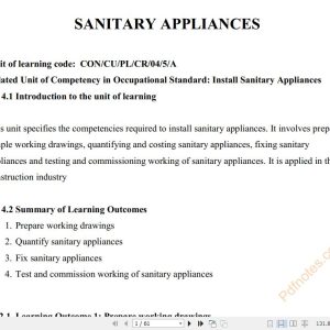 Sanitary Appliances Pdf notes Level 5 TVET CDACC