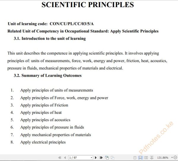 Scientific Principles Pdf notes Level 5 TVET CDACC