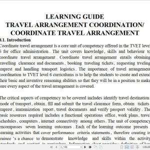 Travel Arrangement Coordination/Coordinate Travel Arrangement Pdf notes TVET CDACC Level 6 CBET