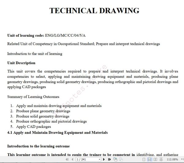 Technical Drawing Pdf notes TVET CDACC Level 5 CBET (Copy)
