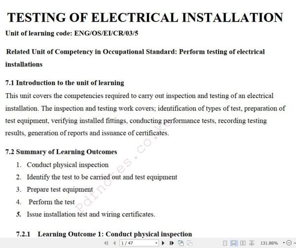 Testing Of Electrical Installation
